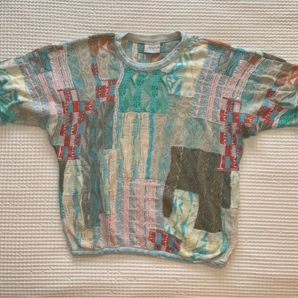 COOGI Rare Short Sleeve Multicolor Knit Sweater